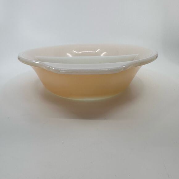 Vintage Fire King 3 Pcs-Bread Loaf Pan/Cake Pan/Split Platter Dish Peach White - Picture 4 of 16